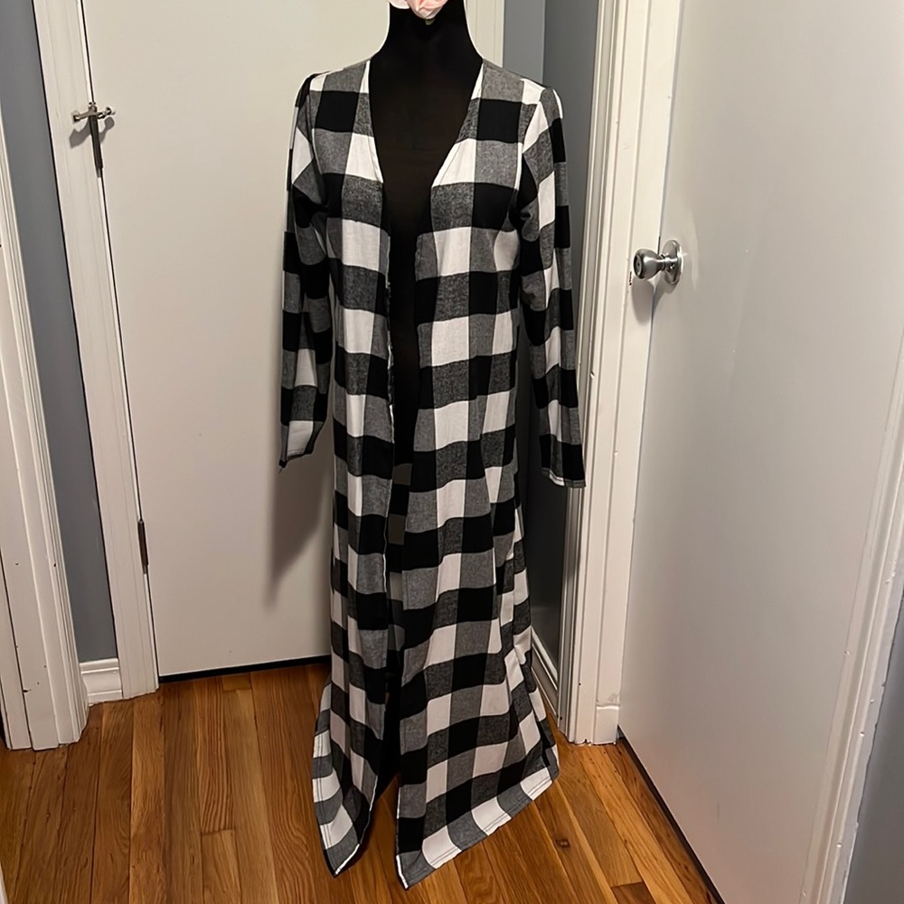 Black and a white Plaid Duster